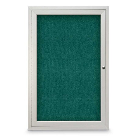 United Visual Products Sliding Door Indoor Enclosed Corkboard, 7 UV9028ACSH-BLACK-RUBBER